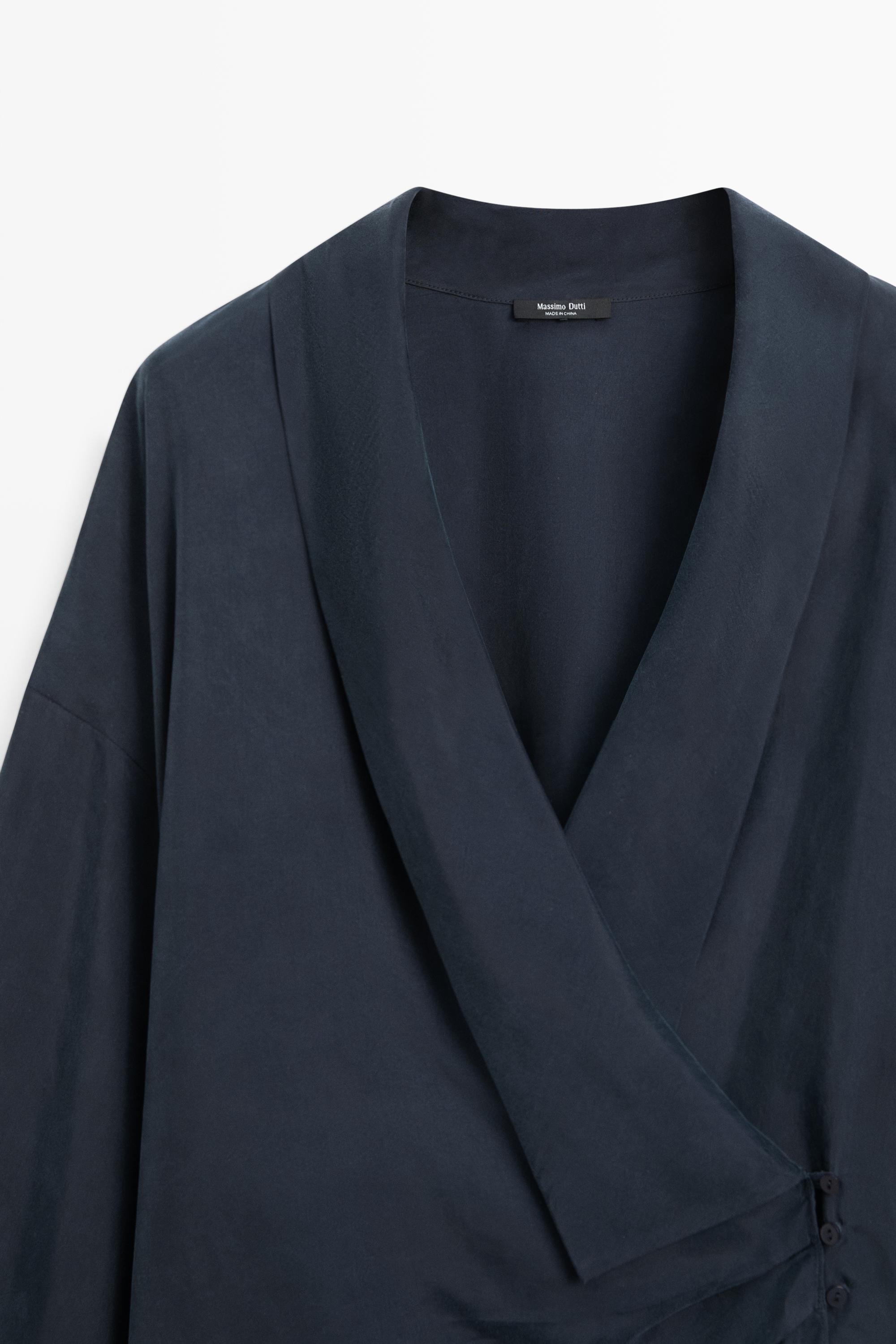 Flowing gathered wrap blouse